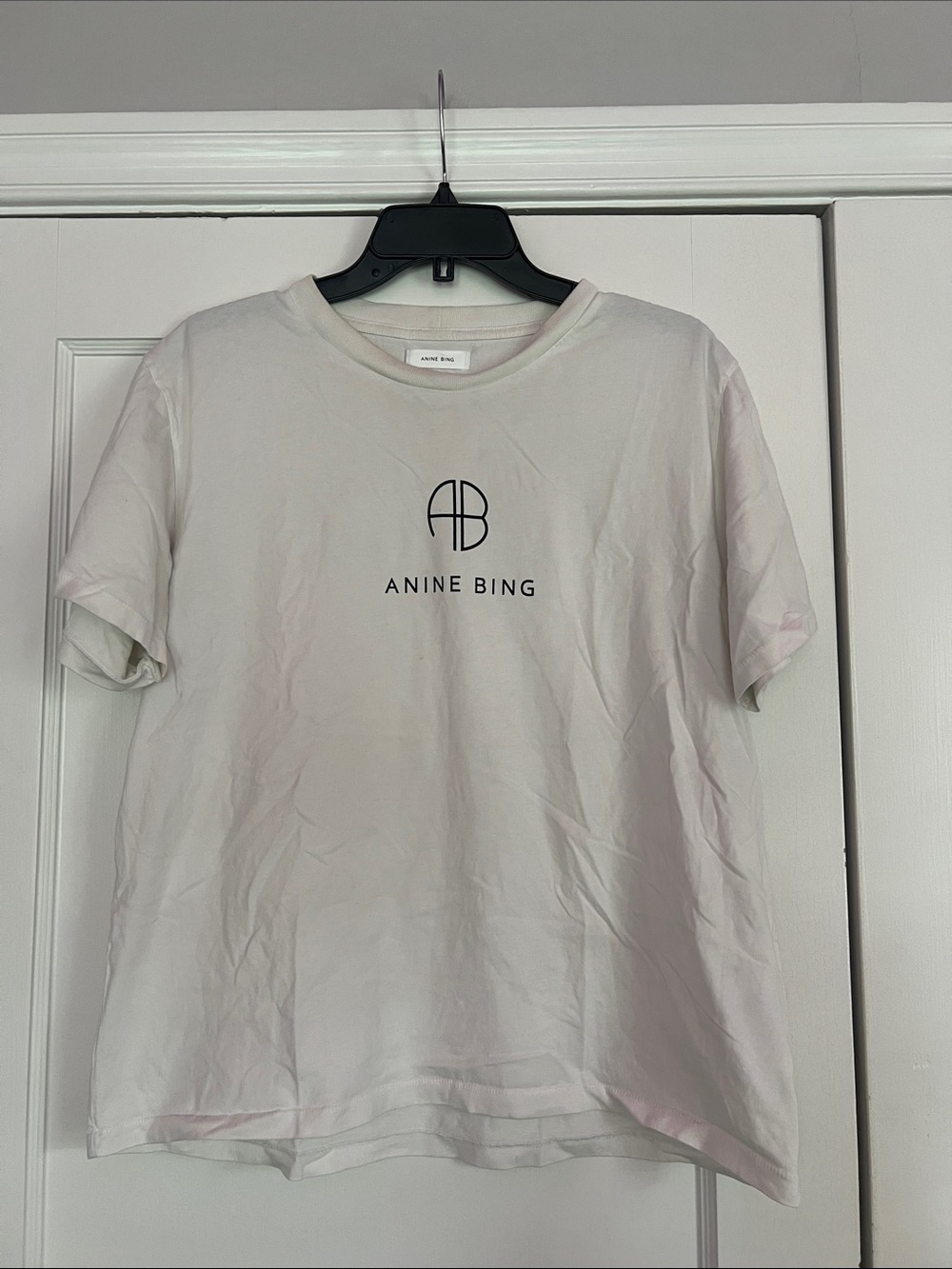 Anine Bing Cream Short Sleeve Logo Tee